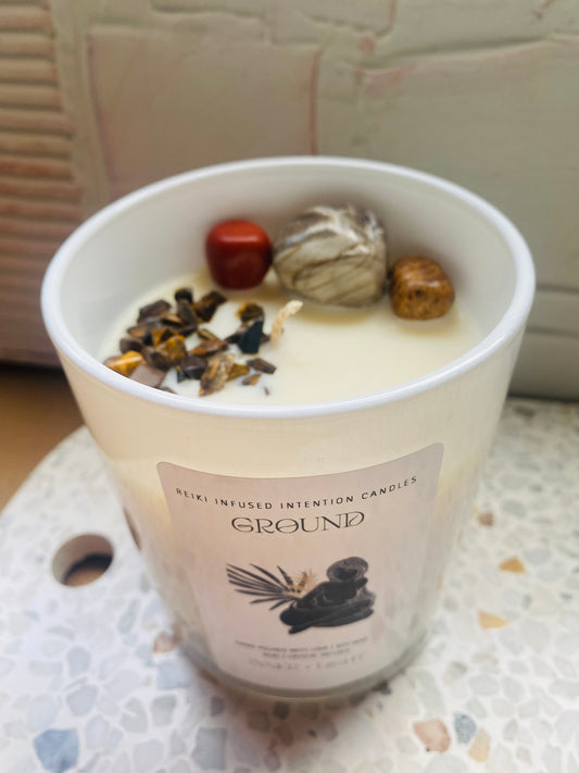 Ground - Reiki + Crystal Infused  Candle