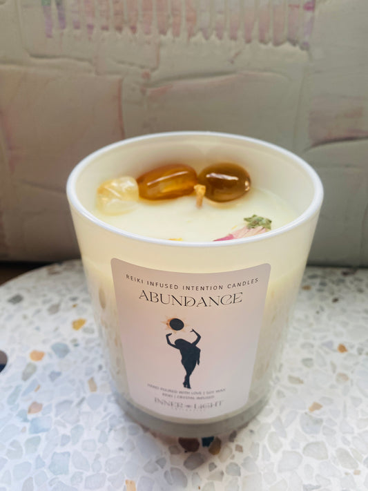 Abuandance crystal topped candle floral, citrine