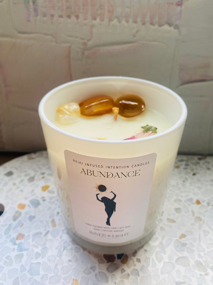 Abundance - Reiki + Crystal Infused Intention Candle – Inner Light ...