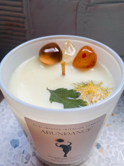 Abundance - Reik + Crystal  Infused Intention Candle