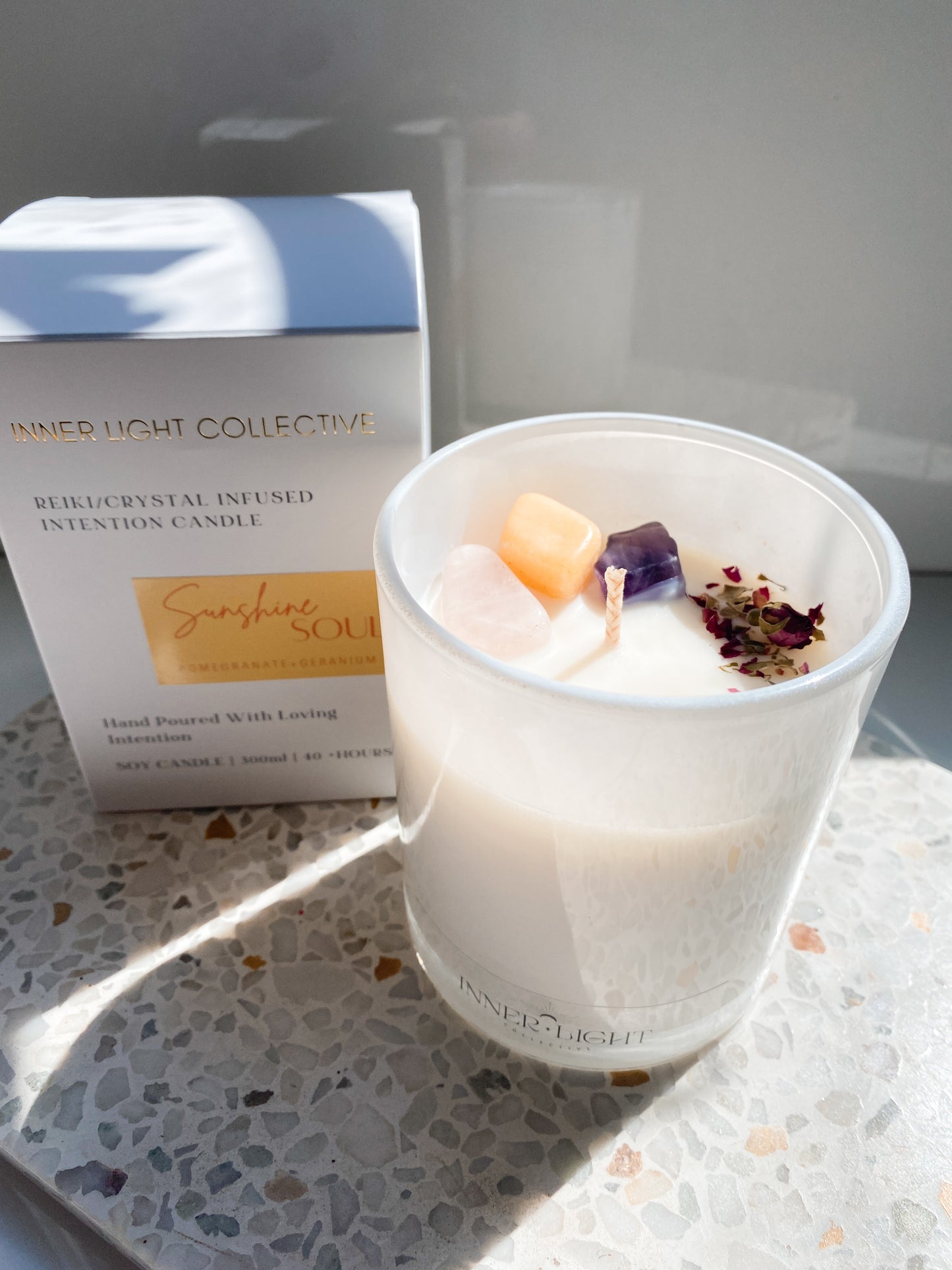 Sunshine Soul Reiki Infused Crystal Candle - Solar Plexus