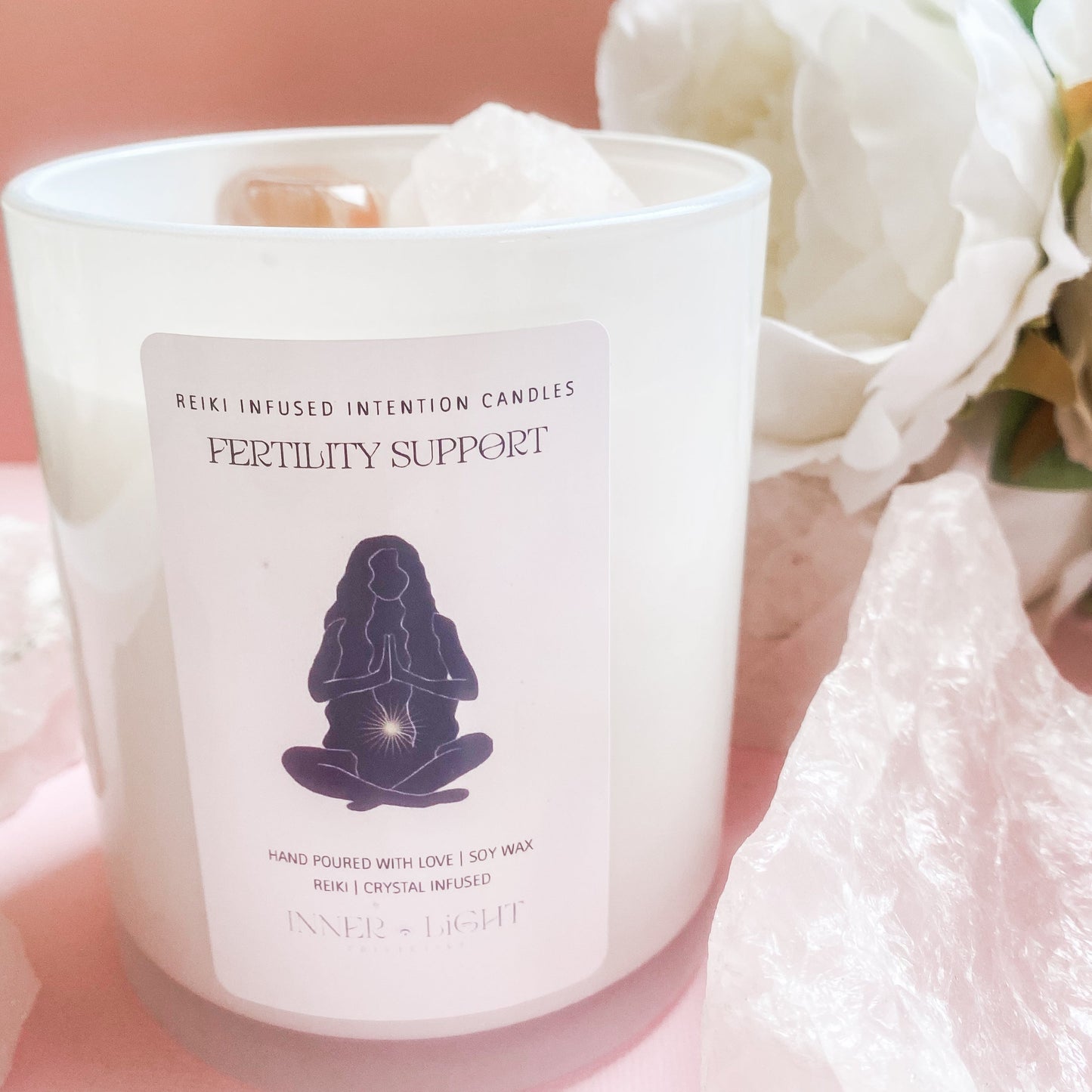 Fertility Support - Reiki + Crystal Infused Candle