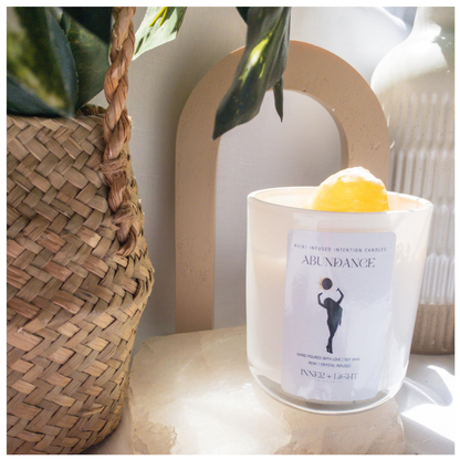 Abundance - Reiki + Crystal  Infused Intention Candle