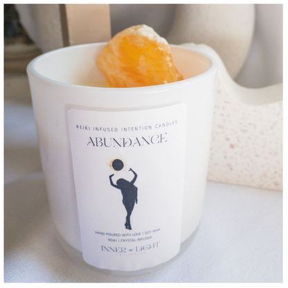 Abundance - Reiki + Crystal  Infused Intention Candle